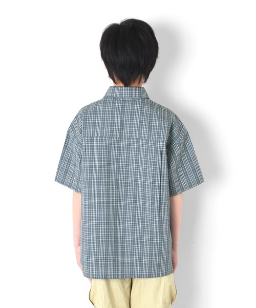 GLAZOS（グラソス）の「アソートチェック・オーバーサイズ刺繍ロゴ半袖シャツ（シャツ/ブラウス・キッズ・ブラック/グレー・170cm/140cm/150cm/160cm/130cm）」の9枚目の写真