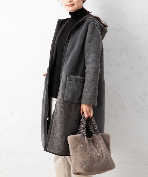 KATRIN tokyo リバーシブルパッチワークムートンコート ファイン FINE パッチワークフェイクムートンリバーシブルコート