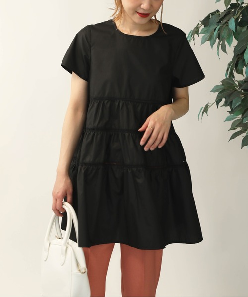 PICCIN（ピッチン）の「ラダーレースティアードチュニック（シャツ/ブラウス・レディース・ブラック/オフホワイト・M）」の13枚目の写真