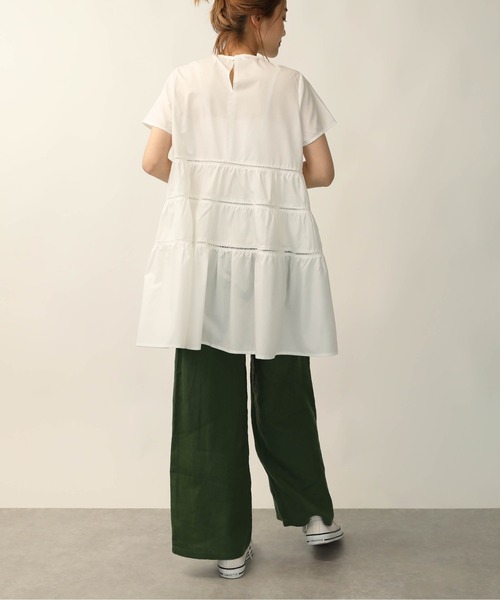 PICCIN（ピッチン）の「ラダーレースティアードチュニック（シャツ/ブラウス・レディース・ブラック/オフホワイト・M）」の6枚目の写真