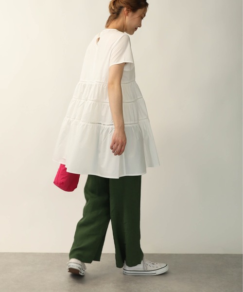 PICCIN（ピッチン）の「ラダーレースティアードチュニック（シャツ/ブラウス・レディース・ブラック/オフホワイト・M）」の3枚目の写真