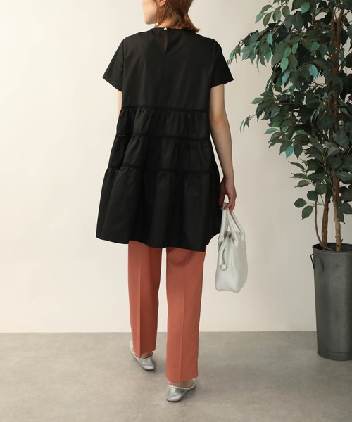 PICCIN（ピッチン）の「ラダーレースティアードチュニック（シャツ/ブラウス・レディース・ブラック/オフホワイト・M）」の4枚目の写真