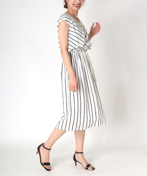 ドビーボーダーノースリーブワンピース 低身長さん Jines ジネス のワンピース ドビーボーダーノースリーブワンピース 低身長さん Jines ジネス のファッション ワンピース ワンピース 公式半額の