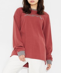 X-girl | SLICE MILLS LOGO L/S BIG TEE/ビッグシルエット　リンガー　ブランドロゴ　ロンT(Tシャツ/カットソー)