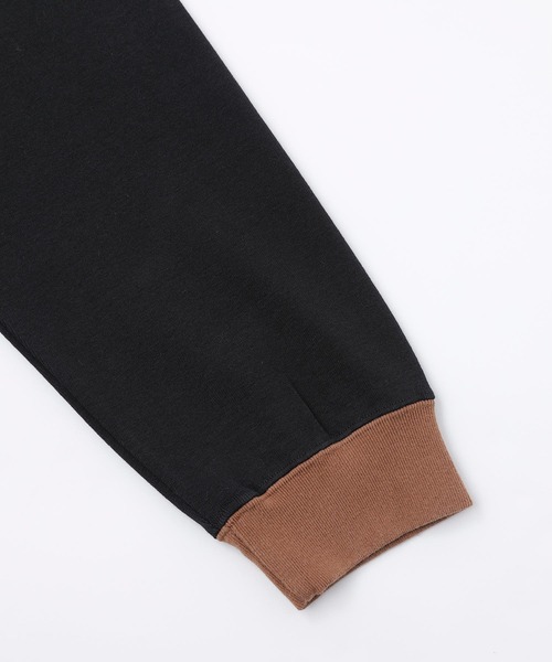 X-girl（エックスガール）の「SLICE MILLS LOGO L/S BIG TEE/ビッグシルエット　リンガー　ブランドロゴ　ロンT（Tシャツ/カットソー・レディース・ベージュ/バーガンディー/ブラック・S/M）」の13枚目の写真