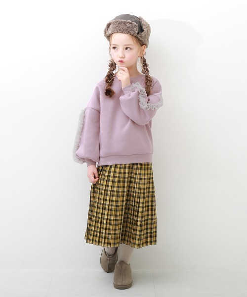 devirock（デビロック）の「裏起毛 袖ギャザーフリルチュール トレーナー（スウェット・キッズ・ブルー系その他/パープル系その他/グレー系その他/アイボリー/チャコール・100cm/110cm/120cm/130cm/140cm/150cm/160cm）」の10枚目の写真