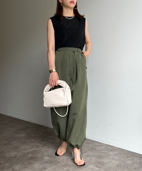 prose verse（プロズヴェール）の「裾ドロストパラシュートパンツ（カーゴパンツ・レディース・ブラック/カーキ/ピンク・MEDIUM）」の5枚目の写真