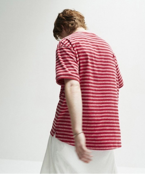 THING FABRICS（シングファブリックス）の「【THING FABRICS】TF T-shirt /Tシャツ（ジャガードパイル）（Tシャツ/カットソー・メンズ・ブラック/ネイビー/グレー/レッド系/ブラック×ホワイト/ネイビー×ホワイト・1/2/000）」の6枚目の写真