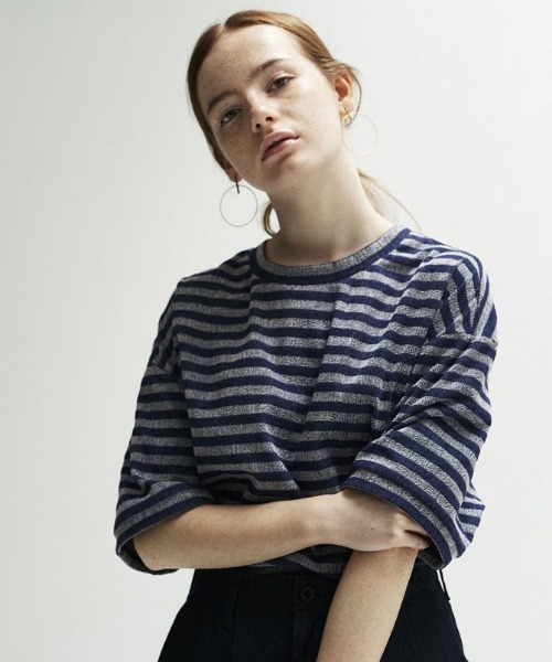 THING FABRICS（シングファブリックス）の「【THING FABRICS】TF T-shirt /Tシャツ（ジャガードパイル）（Tシャツ/カットソー・メンズ・ブラック/ネイビー/グレー/レッド系/ブラック×ホワイト/ネイビー×ホワイト・1/2/000）」の5枚目の写真