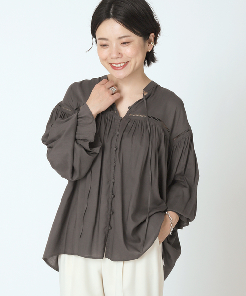 B.C STOCK(ベーセーストック)の「キャンディースリーブブラウス(シャツ/ブラウス・レディース・ブラウン/ブラック系その他/ブルー/オレンジ・FREE)」の5枚目の写真