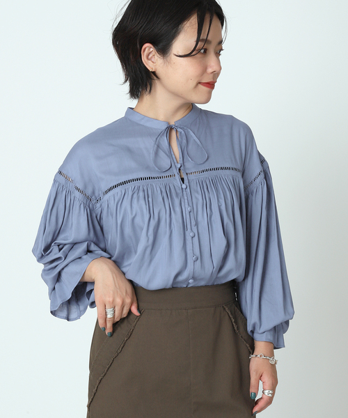 B.C STOCK(ベーセーストック)の「キャンディースリーブブラウス(シャツ/ブラウス・レディース・ブラウン/ブラック系その他/ブルー/オレンジ・FREE)」の6枚目の写真