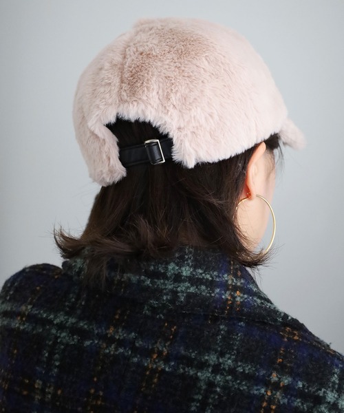 GeeRA（ジーラ）の「フェイクファーキャップ（キャップ・レディース・ブラック/ベージュ/サンドグレー/チェック・FREE）」の6枚目の写真