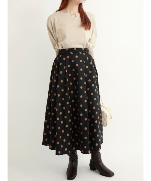 Te chichi TERRASSE(テチチテラス)の「ドットフレアスカート(スカート・レディース・モカ/ブラック/チャコール・フリ-)」の12枚目の写真