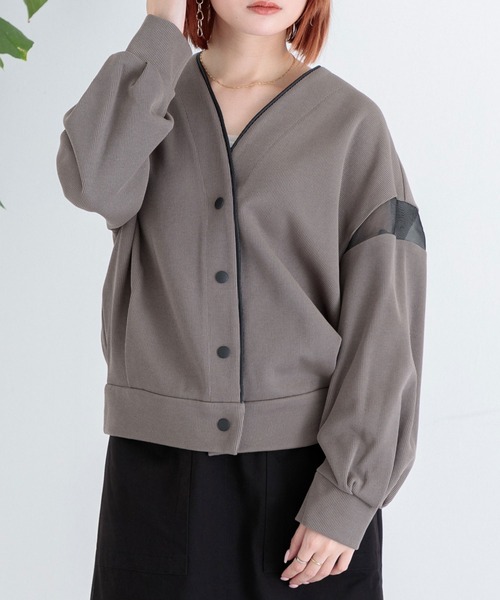 Paradise Picnic（パラダイスピクニック）の「Lallia mu シアーショルダーカーディガン（カーディガン/ボレロ・レディース・ブラック/カーキ・FREE）」の12枚目の写真