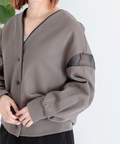 Paradise Picnic（パラダイスピクニック）の「Lallia mu シアーショルダーカーディガン（カーディガン/ボレロ・レディース・ブラック/カーキ・FREE）」の18枚目の写真