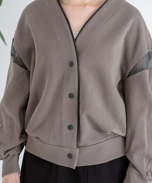 Paradise Picnic（パラダイスピクニック）の「Lallia mu シアーショルダーカーディガン（カーディガン/ボレロ・レディース・ブラック/カーキ・FREE）」の14枚目の写真