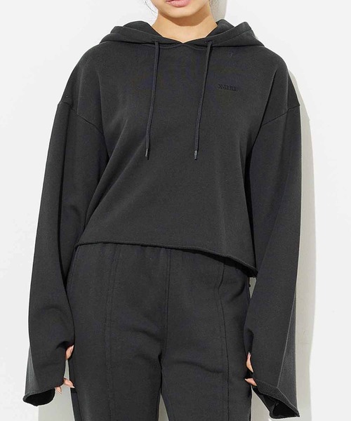 X-girl（エックスガール）の「CROPPED SWEAT HOODIE（パーカー・レディース・チャコール/ブラウン/アッシュ・S/M）」の3枚目の写真