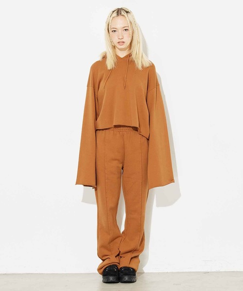 X-girl（エックスガール）の「CROPPED SWEAT HOODIE（パーカー・レディース・チャコール/ブラウン/アッシュ・S/M）」の4枚目の写真