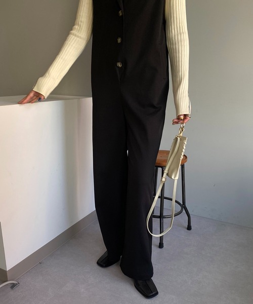 CAPRICIEUX LE'MAGE（カプリシューレマージュ）の「ジレ風ロンパース（つなぎ/オールインワン・レディース・ブラック/ホワイト系その他・38/36）」の6枚目の写真