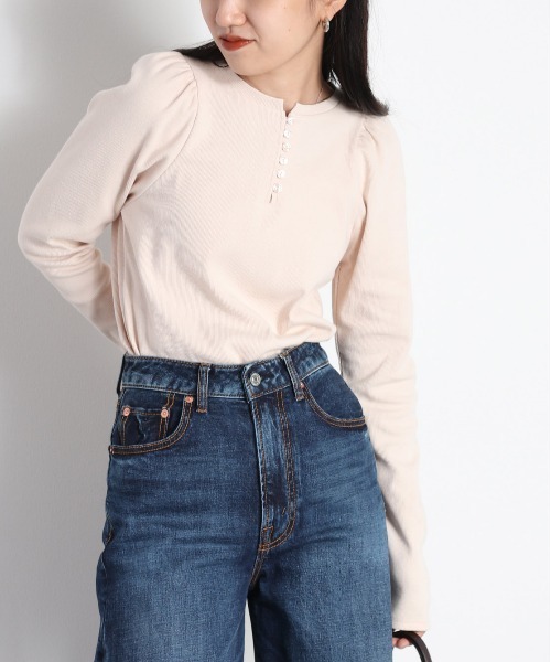cepo(セポ)の「ヘンリーパフスリーブロンTee(Tシャツ/カットソー・レディース・ブラック/オフホワイト/ホワイト系その他・M)」の2枚目の写真