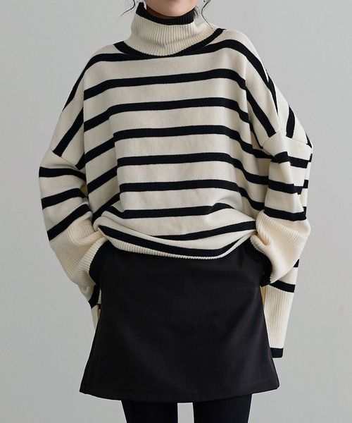 KOBE LETTUCE（コウベレタス）の「選べる2タイプ サイドスリットチュニックニット（ニット/セーター・レディース・ホワイト系1/ベージュ系その他/ホワイト系/グレー系/ホワイト系その他/ホワイト×ブラック/ブルー系その他2/チャコールグレー/ブルー系その他/ベージュ系その他2/ホワイト系その他2/ホワイト×グリーン/ブラック系その他2/グレー系その他2/グレー系その他/ブラック系その他・2/1）」の17枚目の写真