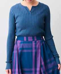 IEDIT | ＩＥＤＩＴ　キーネックデザインのワイドリブニットトップス(ニット/セーター)