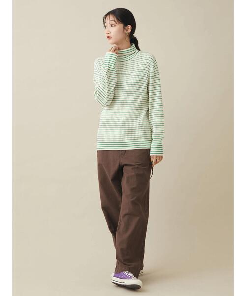 CRAFT STANDARD BOUTIQUE（クラフトスタンダードブティック）の「ハイゲージボーダータートルニットプルオーバー（ニット/セーター・レディース・アイボリー/ブラック/グリーン・FREE）」の10枚目の写真