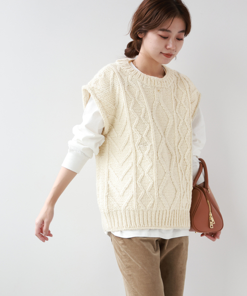 JOURNAL STANDARD relume（ジャーナルスタンダード　レリューム）の「ネパールハンドニットケーブルベスト（ベスト・レディース・チャコールグレー/ホワイト・FREE）」の19枚目の写真