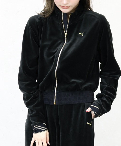 PUMA(プーマ)の「PUMA/プーマ ウィメンズ トレーニング デコ グラム ベロア フルジップ ジャケット(ブルゾン・レディース・ブラック・MEDIUM/LARGE/X-LARGE)」の1枚目の写真