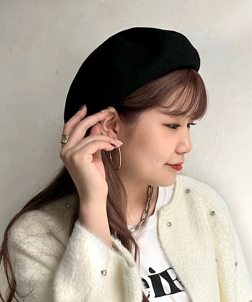 prose verse（プロズヴェール）の「《WEB限定》マッチウールベレー（ハンチング/ベレー帽・レディース・ベージュ/ブラック・ﾌﾘ-）」の2枚目の写真