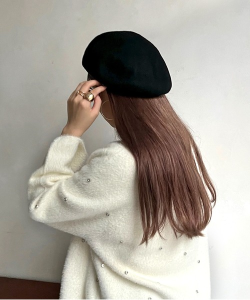 prose verse（プロズヴェール）の「《WEB限定》マッチウールベレー（ハンチング/ベレー帽・レディース・ベージュ/ブラック・ﾌﾘ-）」の4枚目の写真