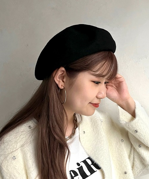 prose verse（プロズヴェール）の「《WEB限定》マッチウールベレー（ハンチング/ベレー帽・レディース・ベージュ/ブラック・ﾌﾘ-）」の5枚目の写真