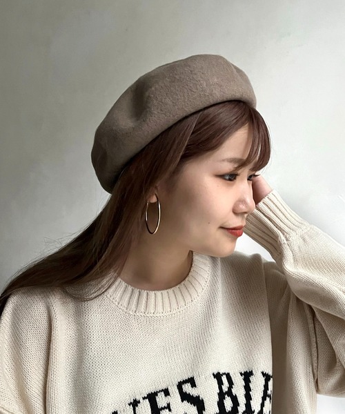 prose verse（プロズヴェール）の「《WEB限定》マッチウールベレー（ハンチング/ベレー帽・レディース・ベージュ/ブラック・ﾌﾘ-）」の6枚目の写真