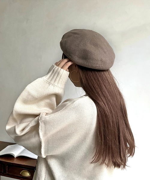 prose verse（プロズヴェール）の「《WEB限定》マッチウールベレー（ハンチング/ベレー帽・レディース・ベージュ/ブラック・ﾌﾘ-）」の7枚目の写真