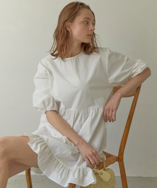 ACYM(アシーム)の「Under frill mini ワンピース(ワンピース・レディース・ブラック/ホワイト・FREE)」の8枚目の写真