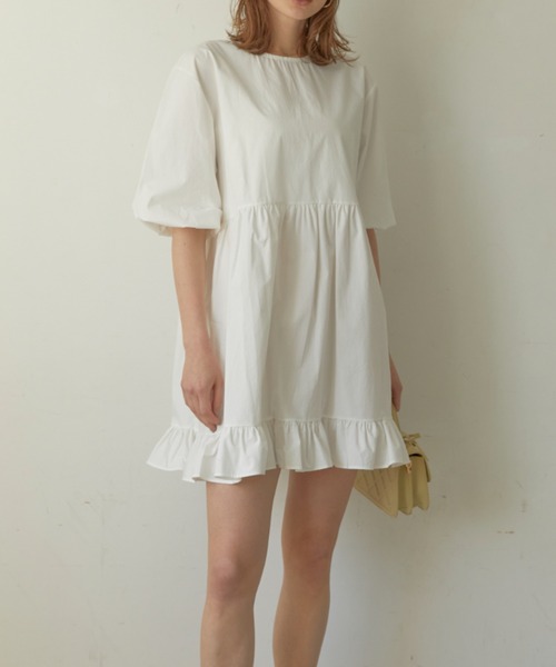 ACYM(アシーム)の「Under frill mini ワンピース(ワンピース・レディース・ブラック/ホワイト・FREE)」の4枚目の写真
