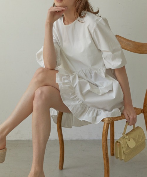 ACYM(アシーム)の「Under frill mini ワンピース(ワンピース・レディース・ブラック/ホワイト・FREE)」の7枚目の写真