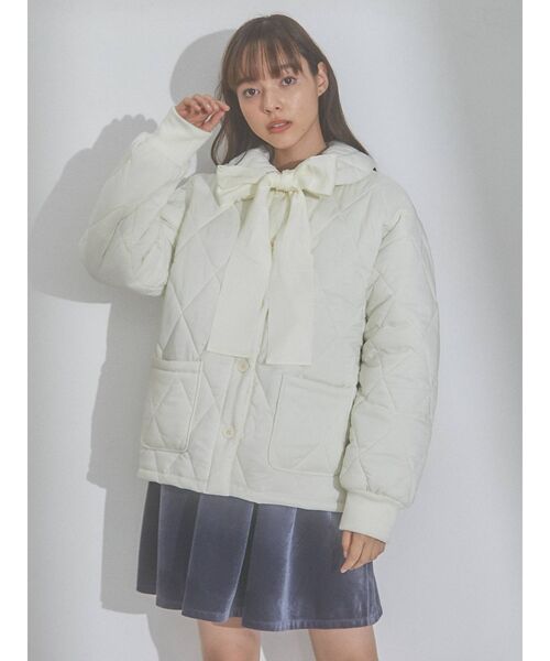 merry jenny(メリージェニー)の「キルトリボンジャケット(その他アウター・レディース・アイボリー/ブラック・FREE)」の5枚目の写真