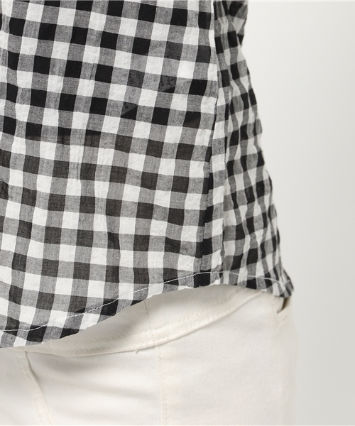 AZUL by moussy（アズールバイマウジー）の「先染シャーリングギンガム長袖T/Bシャツ（シャツ/ブラウス・レディース・レッド系その他/ブラック系その他/ブルー系その他・LARGE/SMALL/MEDIUM）」の10枚目の写真