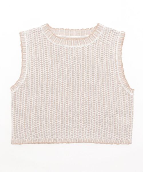 STYLEBLOCK(スタイルブロック)の「A麻タッチニット配色ジャガードショートプルオーバー(ニット/セーター・レディース・ブラック/グリーン/ネイビー/オレンジ/グレイッシュベージュ/ベージュ・M)」の1枚目の写真