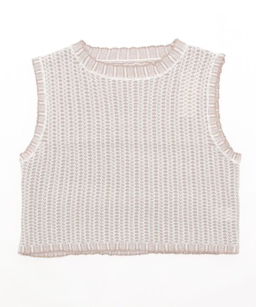 STYLEBLOCK(スタイルブロック)の「A麻タッチニット配色ジャガードショートプルオーバー(ニット/セーター・レディース・ブラック/グリーン/ネイビー/オレンジ/グレイッシュベージュ/ベージュ・M)」の3枚目の写真
