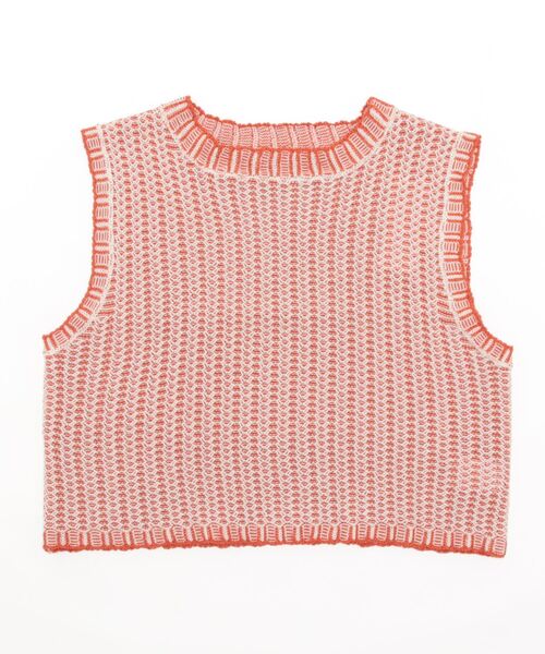 STYLEBLOCK(スタイルブロック)の「A麻タッチニット配色ジャガードショートプルオーバー(ニット/セーター・レディース・ブラック/グリーン/ネイビー/オレンジ/グレイッシュベージュ/ベージュ・M)」の6枚目の写真