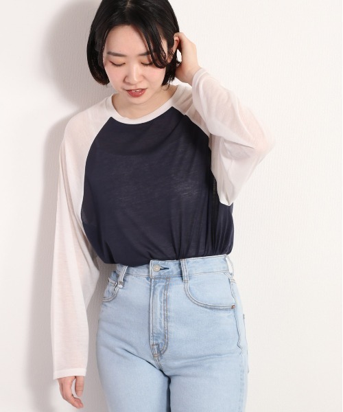 cepo（セポ）の「シアーラグランロンＴｅｅ（Tシャツ/カットソー・レディース・ネイビー/グレー・FREE）」の9枚目の写真
