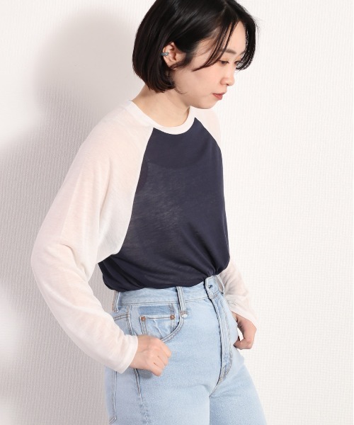 cepo（セポ）の「シアーラグランロンＴｅｅ（Tシャツ/カットソー・レディース・ネイビー/グレー・FREE）」の7枚目の写真