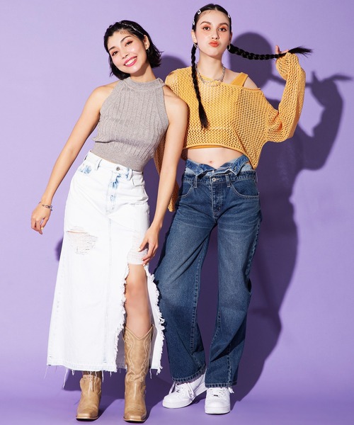 SPIRALGIRL(スパイラルガール)の「ルーズメッシュニット(ニット/セーター・レディース・ブラック/ライトグレー/オレンジ・FREE)」の12枚目の写真