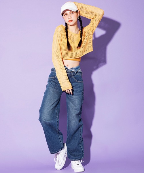 SPIRALGIRL(スパイラルガール)の「ルーズメッシュニット(ニット/セーター・レディース・ブラック/ライトグレー/オレンジ・FREE)」の10枚目の写真