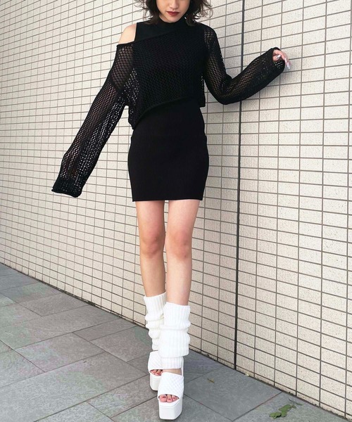 SPIRALGIRL(スパイラルガール)の「ルーズメッシュニット(ニット/セーター・レディース・ブラック/ライトグレー/オレンジ・FREE)」の19枚目の写真