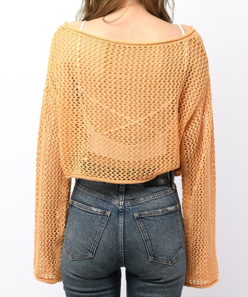 SPIRALGIRL(スパイラルガール)の「ルーズメッシュニット(ニット/セーター・レディース・ブラック/ライトグレー/オレンジ・FREE)」の22枚目の写真