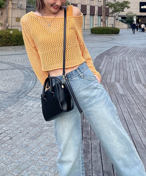 SPIRALGIRL(スパイラルガール)の「ルーズメッシュニット(ニット/セーター・レディース・ブラック/ライトグレー/オレンジ・FREE)」の15枚目の写真