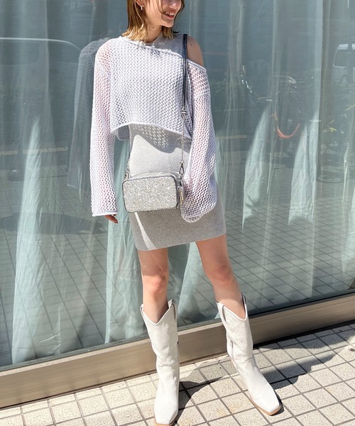 SPIRALGIRL(スパイラルガール)の「ルーズメッシュニット(ニット/セーター・レディース・ブラック/ライトグレー/オレンジ・FREE)」の9枚目の写真